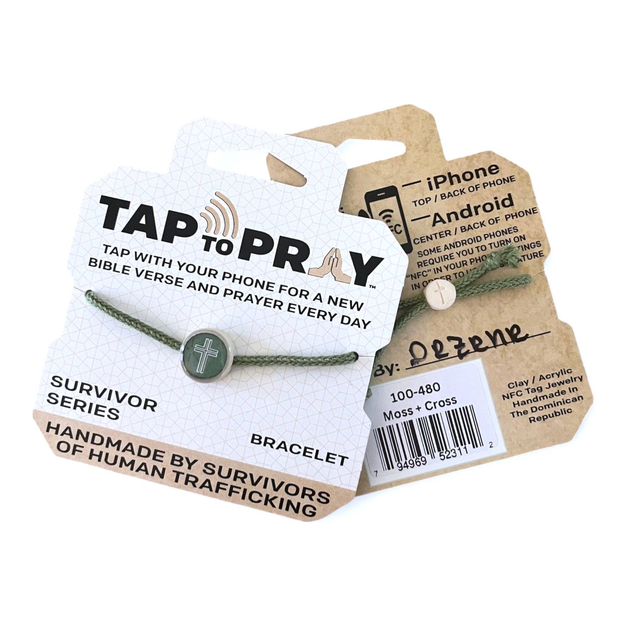 Tap To Pray® Survivor Series Bracelet: .999 Silver-Plated + Slate Cross