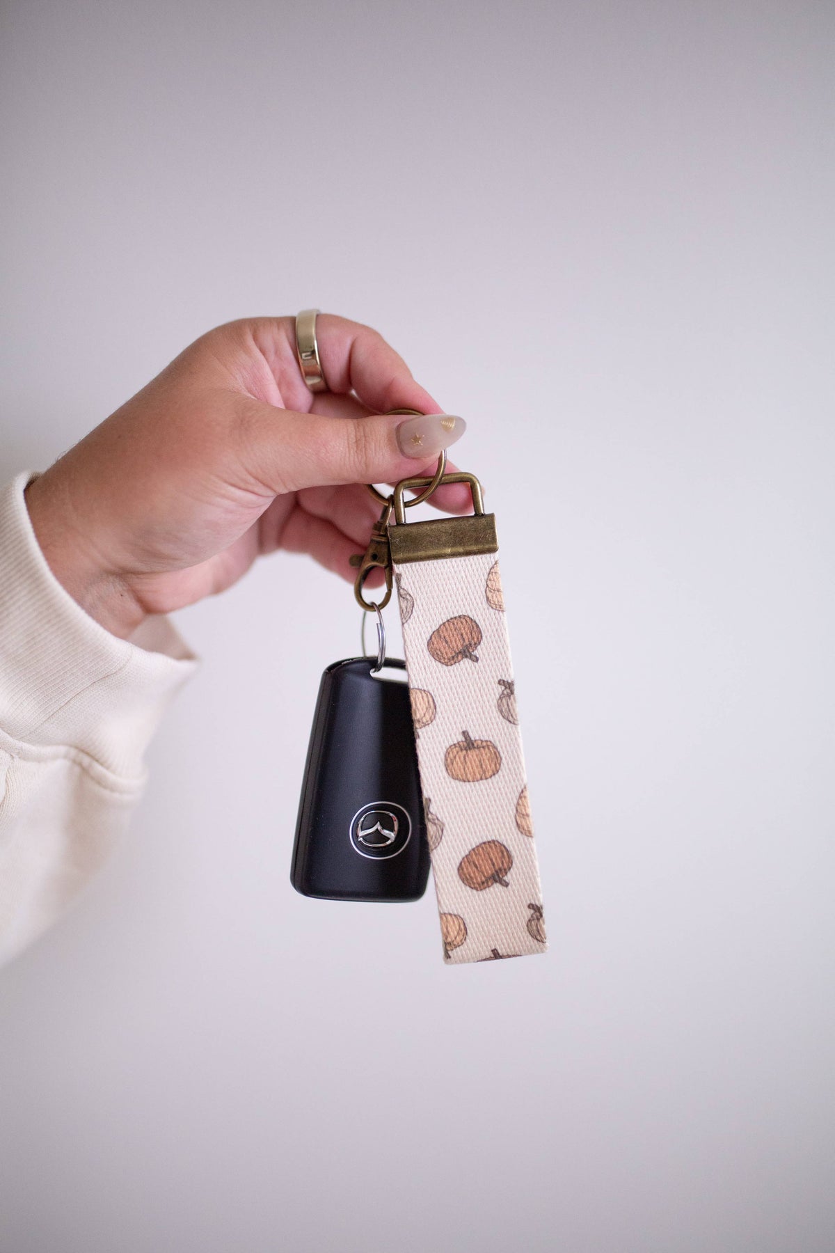 Canvas Wristlet Keychain- Pumpkin