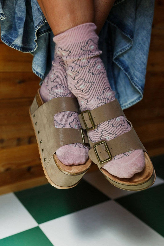 Retro Bloom Socks - Blush
