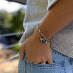 Tap To Pray® Survivor Series Bracelet: .999 Silver-Plated + Slate Cross