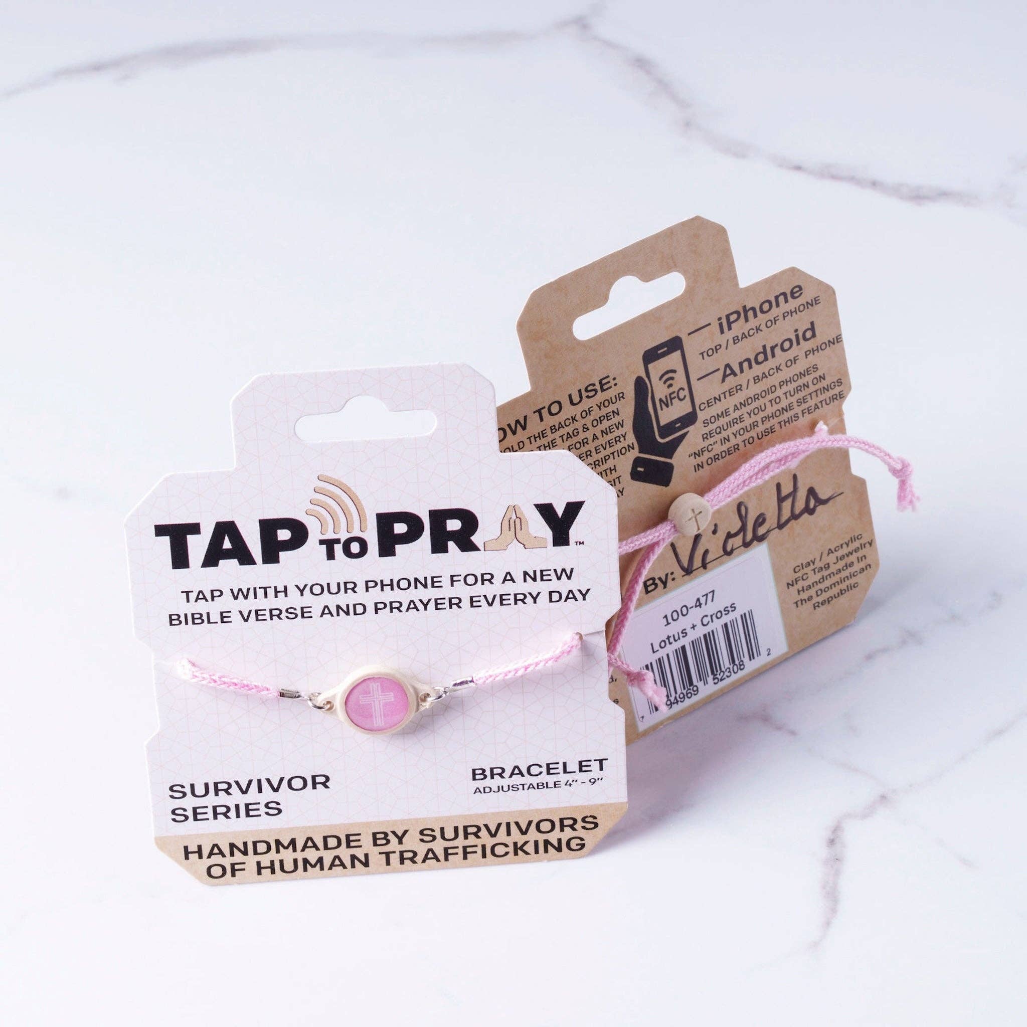 Tap To Pray® Survivor Series Bracelet: Onyx + Cross