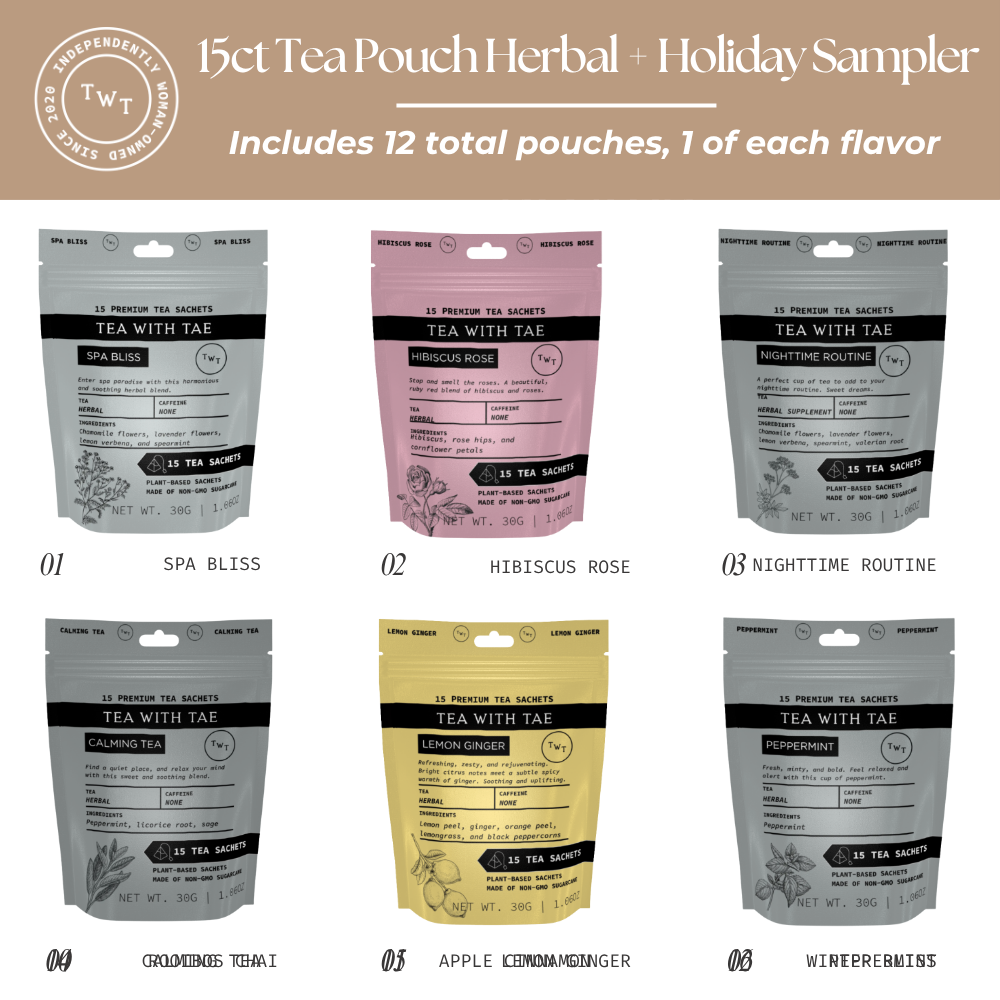 15ct Tea Pouch Herbal + Holiday Sampler (Case pack of 12 pouches)