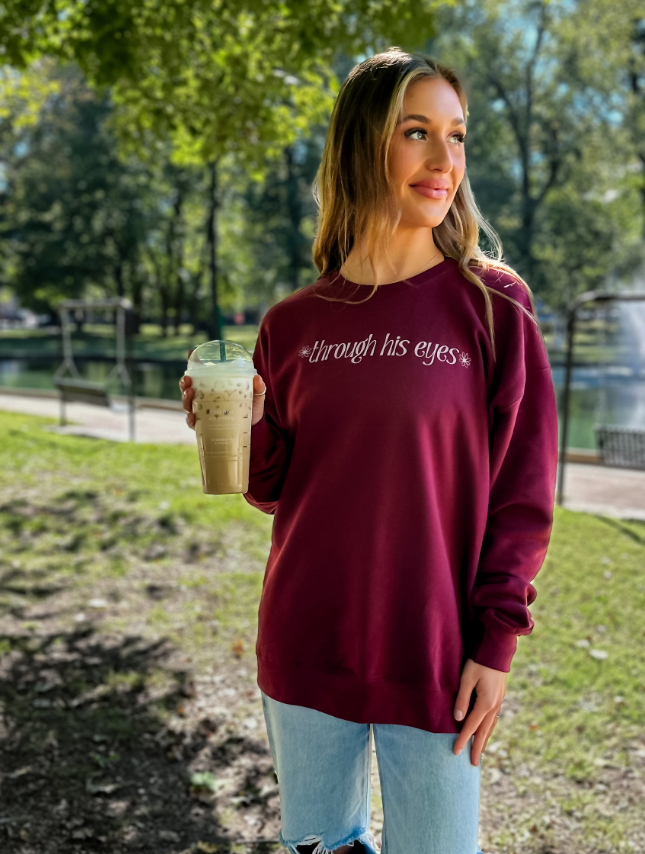 Through His Eyes Sweatshirt: Maroon / L
