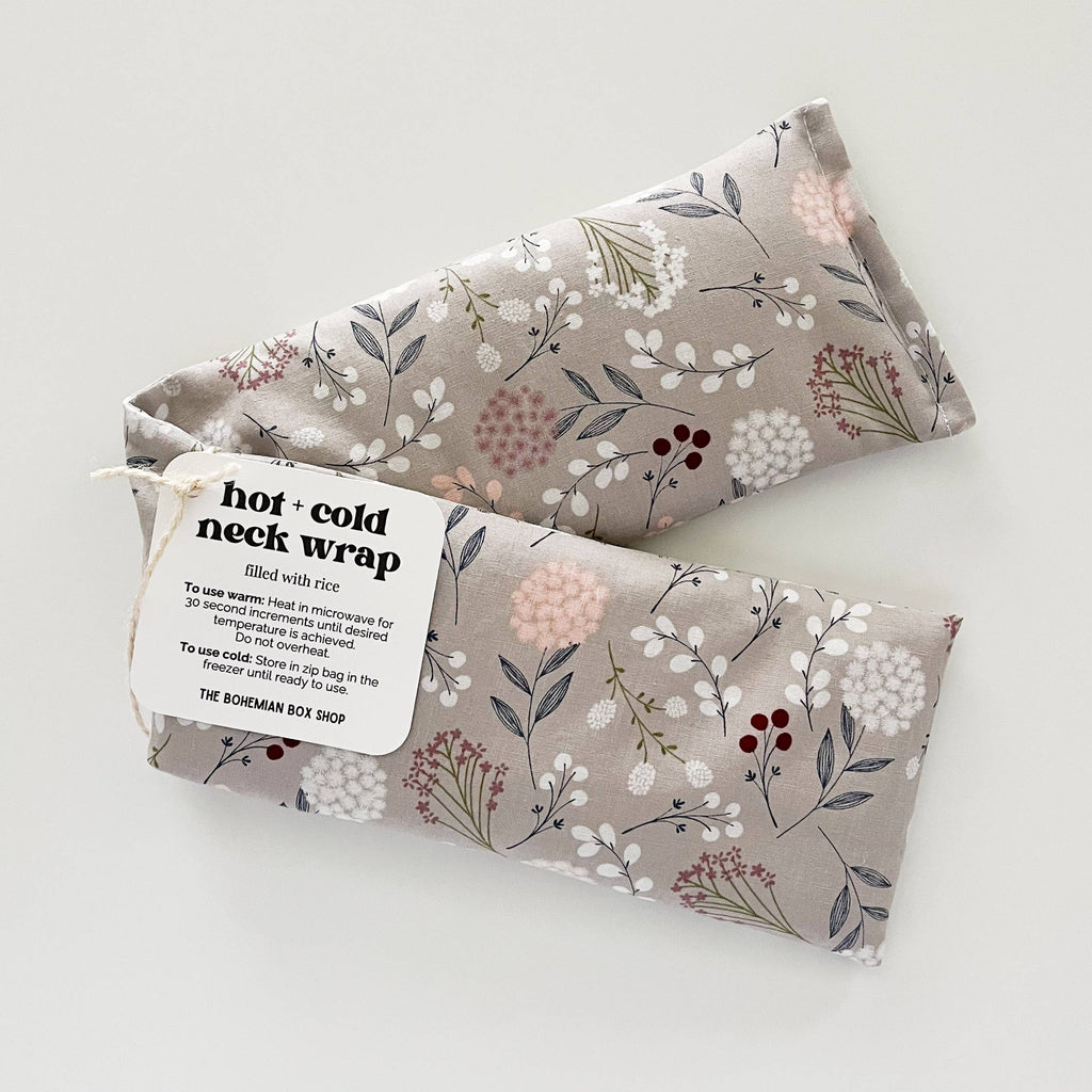Hot & Cold Therapy Neck Wrap - Gray Floral Relaxation
